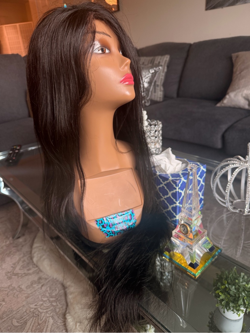 Sleek 30 inches Peruvian Human Hair Long Straight Black Women’s Wig